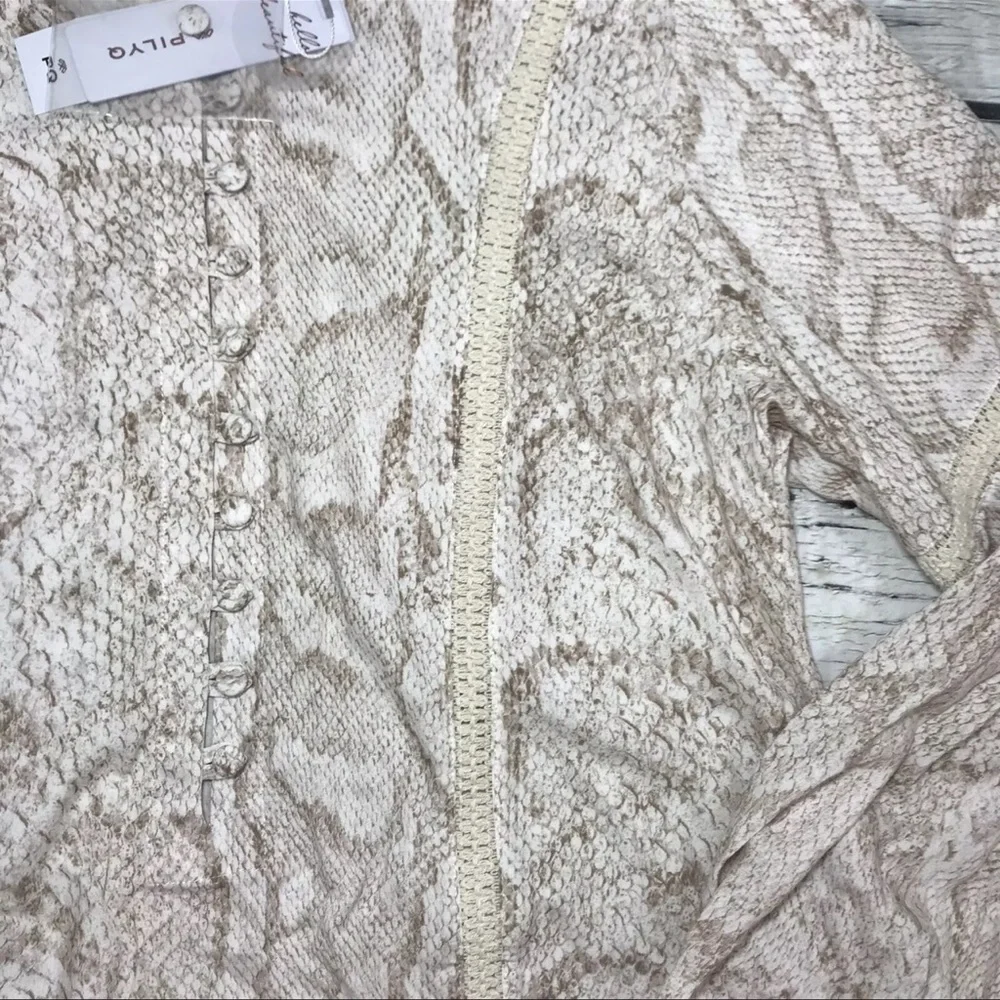 Anthropologie Mini Dress Tunic Coverup Camilla Snake Print Crochet Henley NEW M - Picture 14 of 16